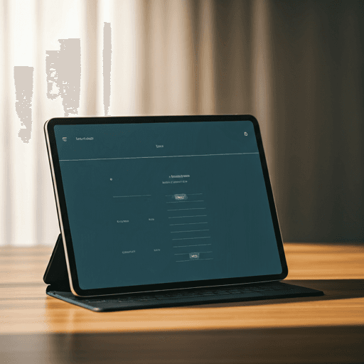 Minimalist digital journal on a tablet with morning sunlight